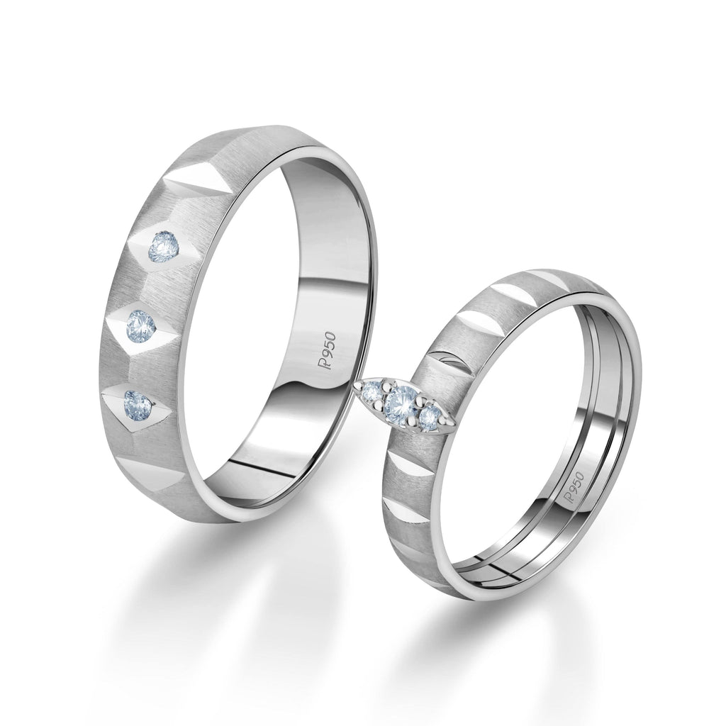 Jewelove™ Rings Both / SI IJ Designer Platinum Love Bands with Diamonds JL PT 1059