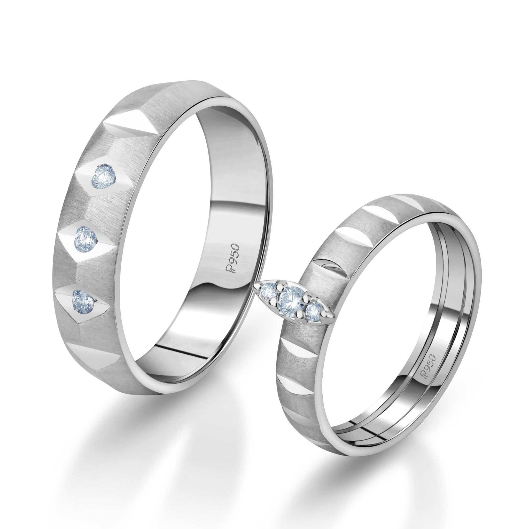 Jewelove™ Rings Both / SI IJ Designer Platinum Love Bands with Diamonds JL PT 1059