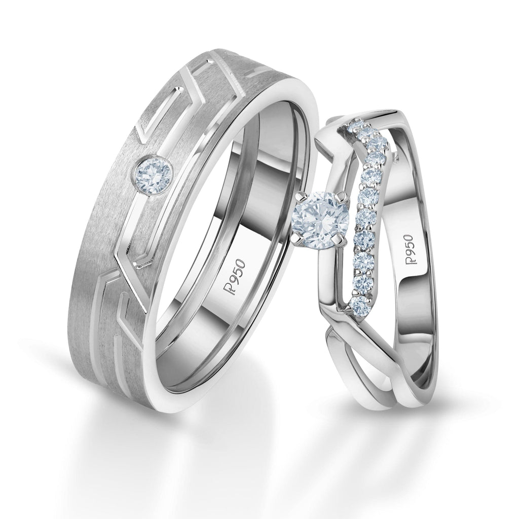 Jewelove™ Rings Both / SI IJ Designer Platinum Love Bands with Diamonds JL PT 1061
