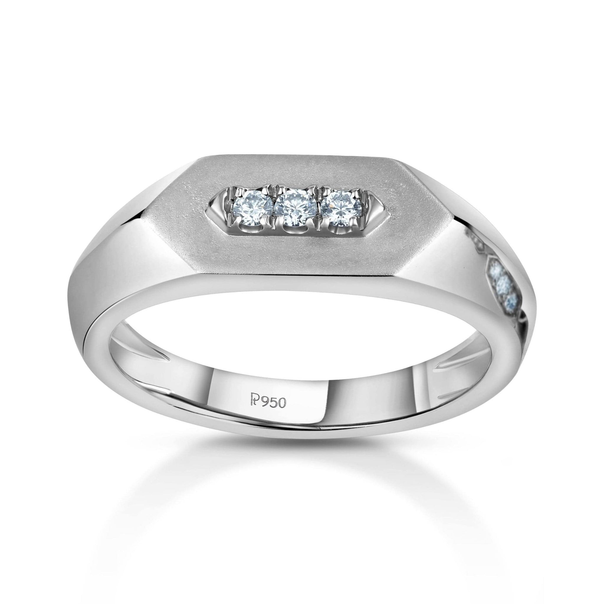 Jewelove™ Rings Men's Band only / SI IJ Designer Platinum Love Bands with Diamonds JL PT 1062