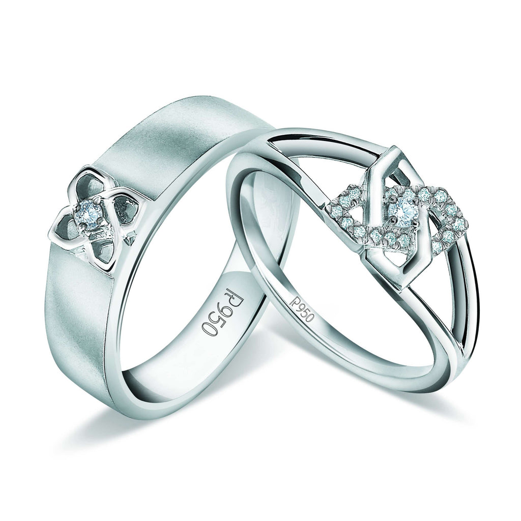Jewelove™ Rings Both / SI IJ Designer Platinum Love Bands with Diamonds JL PT 928