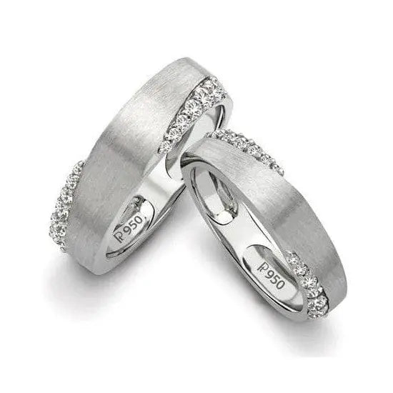 Jewelove™ Rings Both / SI IJ Designer Platinum Love Bands with Diamonds SJ PTO 129