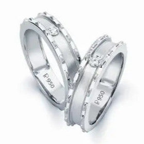 Jewelove™ Rings Both Designer Platinum Love Bands with Single Diamonds SJ PTO 109