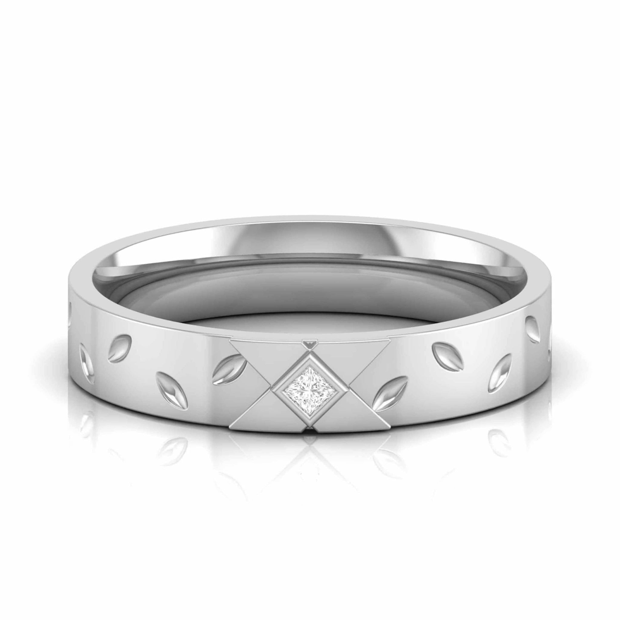 Jewelove™ Rings Designer Platinum  Princess Diamond Cut Couple Ring JL PT CB 87