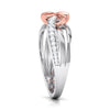 Jewelove™ Rings Designer Platinum Ring with Diamonds with A Touch of Rose Gold Polish JL PT 566