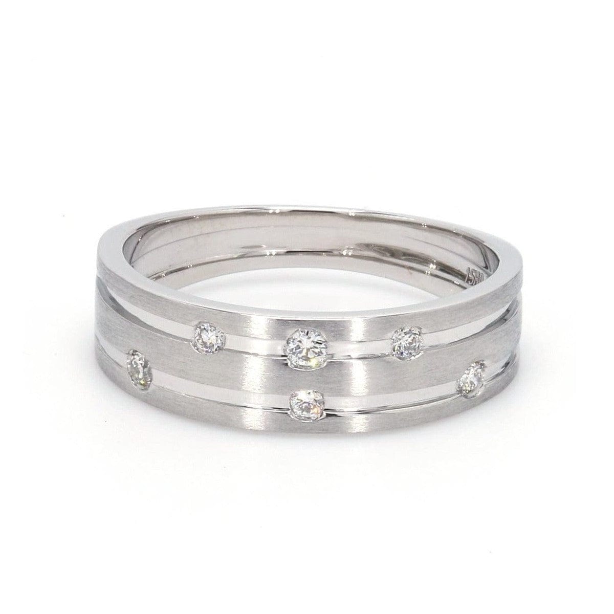 Jewelove™ Rings Designer Platinum Ring with Grooves & Diamonds for Women JL PT 570