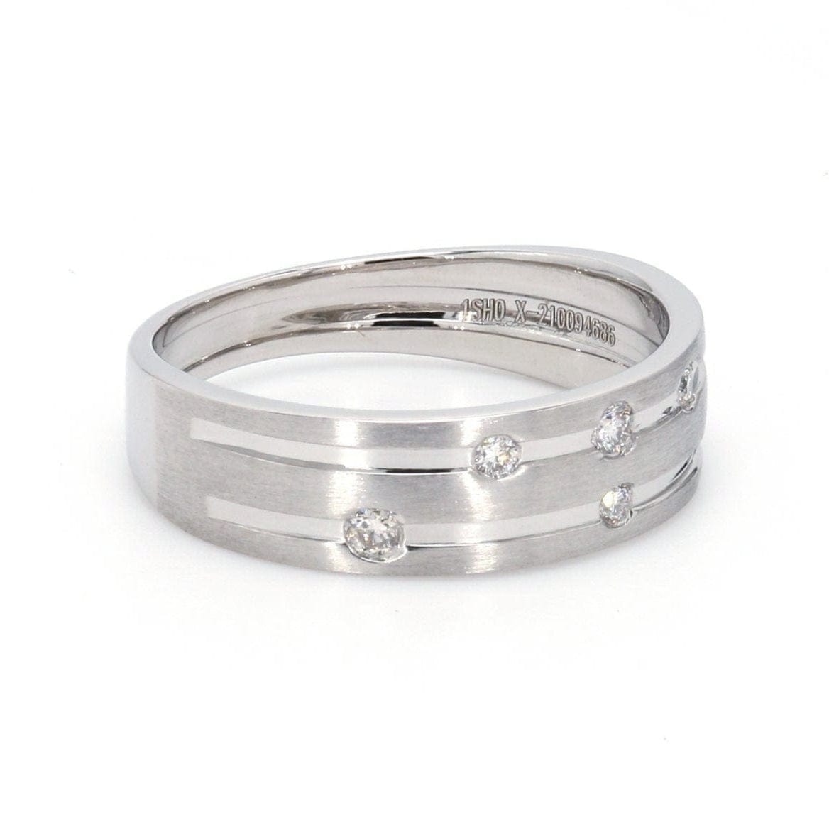 Jewelove™ Rings Designer Platinum Ring with Grooves & Diamonds for Women JL PT 570