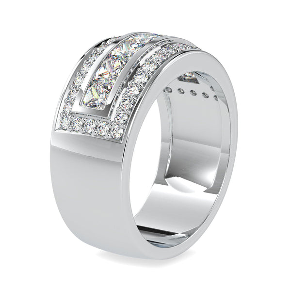 Jewelove™ Rings Designer Platinum Ring with Princess Cut & Round Brilliant Cut Diamond  for Women JL PT 0147