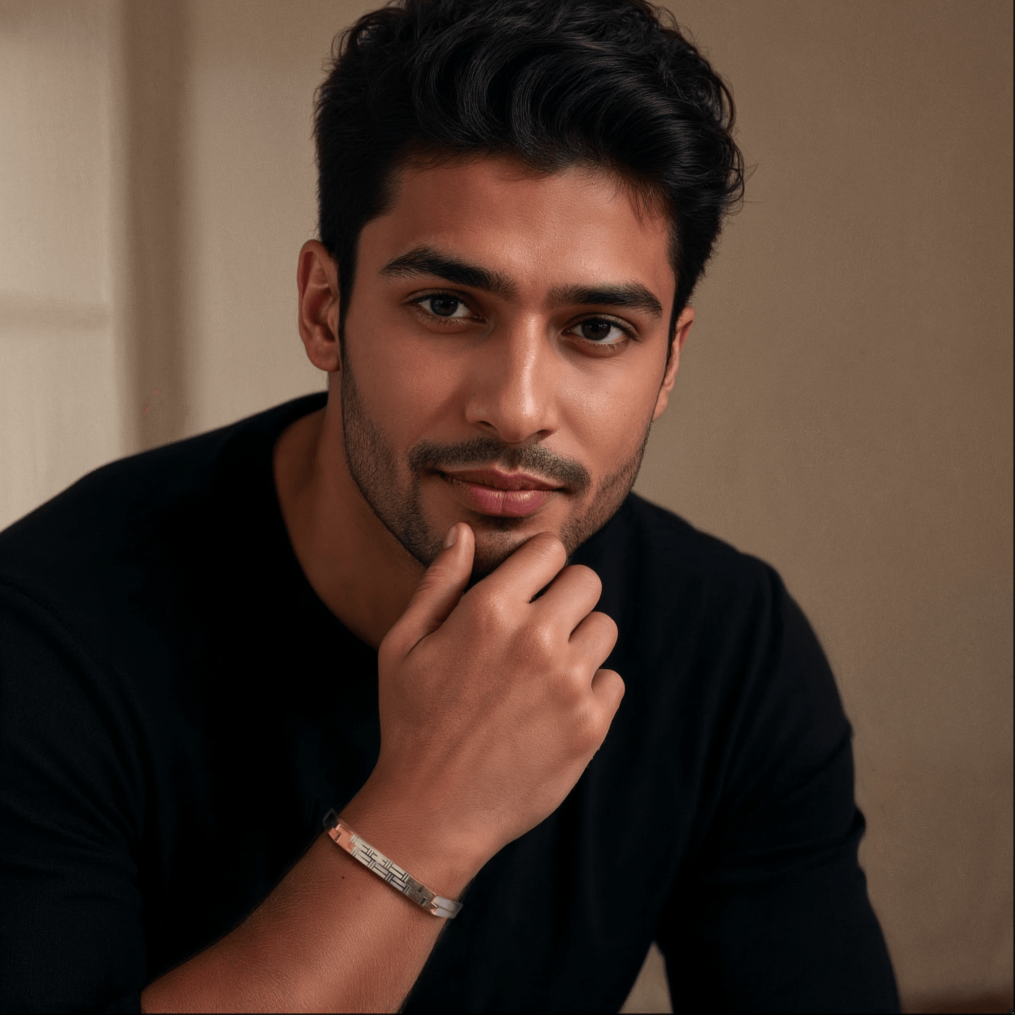 Jewelove™ Bangles & Bracelets Designer Platinum & Rose Gold Bracelet for Men JL PTB 1084