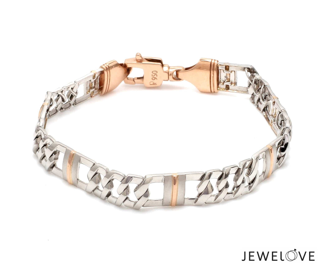 Jewelove™ Bangles & Bracelets Designer Platinum & Rose Gold Bracelet for Men JL PTB 750R