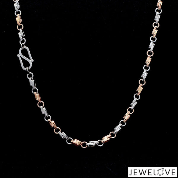 Jewelove™ Chains Designer Platinum Rose Gold Chain with Alternate Links JL PT CH 782