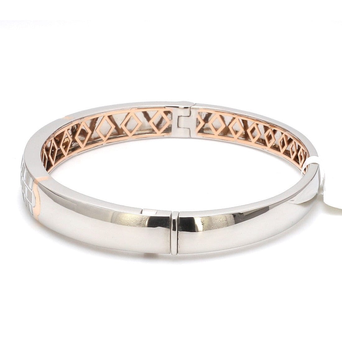 Jewelove™ Bangles & Bracelets Designer Platinum & Rose Gold Chess Bracelet for Men JL PTB 1082