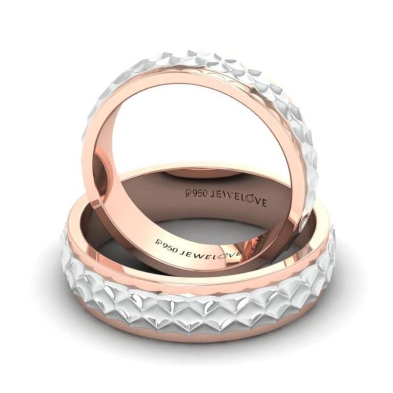 Jewelove™ Rings Designer Platinum & Rose Gold Couple Rings JL PT 1113