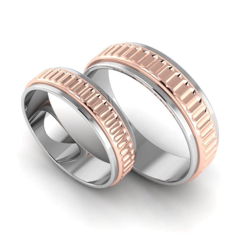 Jewelove™ Rings Designer Platinum & Rose Gold Couple Rings JL PT 638