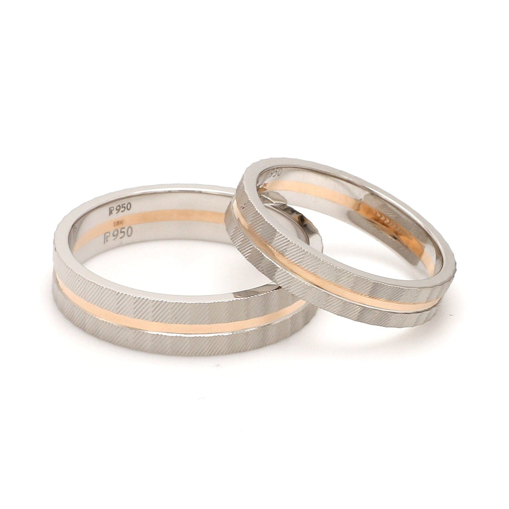 Jewelove™ Rings Both Designer Platinum & Rose Gold Couple Rings with a Groove JL PT 1128