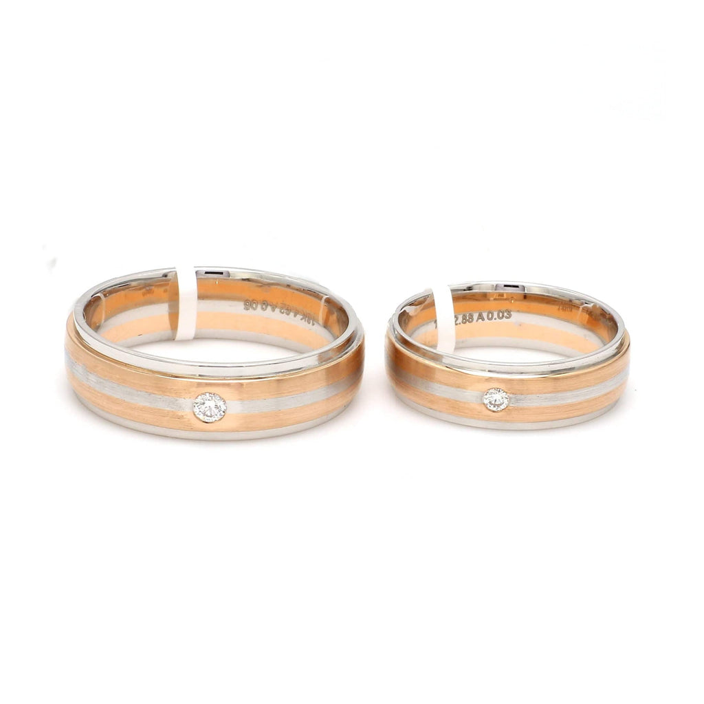 Jewelove™ Rings Both / SI IJ Designer Platinum Rose Gold Couple Rings with Diamonds JL PT 1134