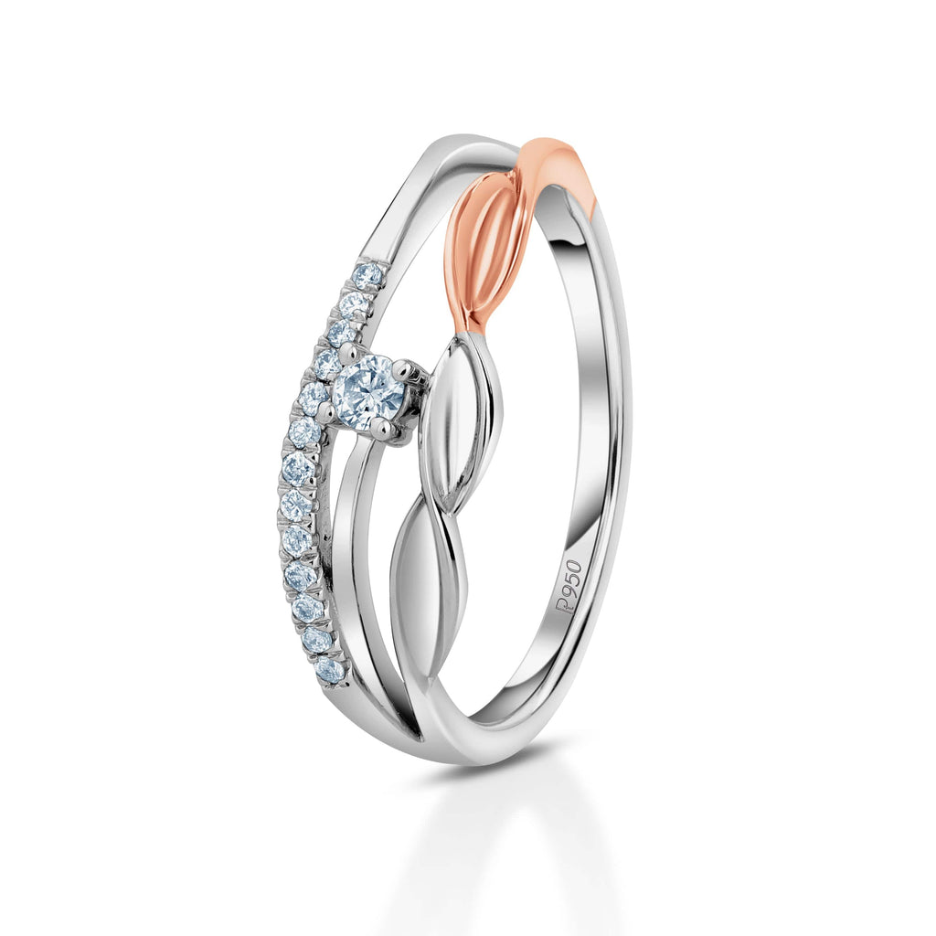 Jewelove™ Rings SI IJ / Women's Band Only Designer Platinum & Rose Gold ring for women with Diamonds JL PT 1078