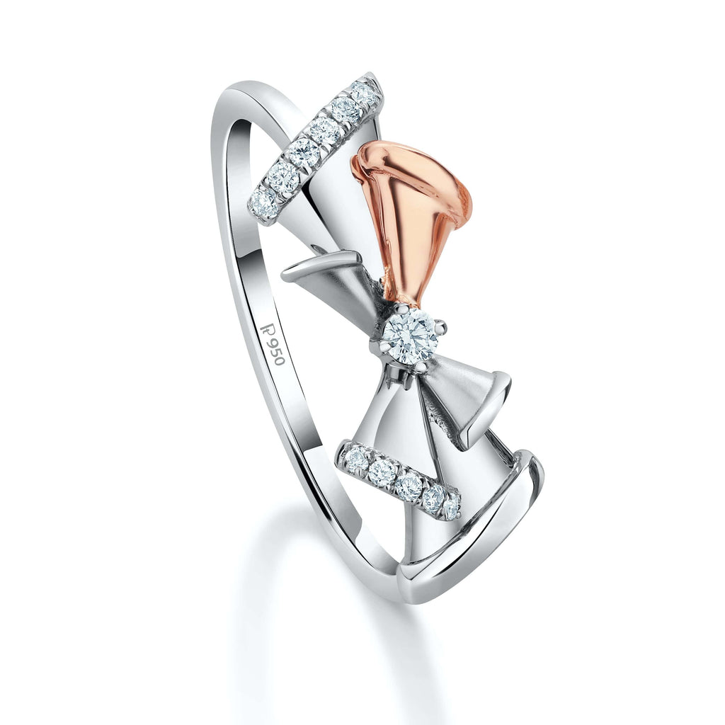 Jewelove™ Rings SI IJ / Women's Band Only Designer Platinum & Rose Gold ring for women with Diamonds JL PT 988