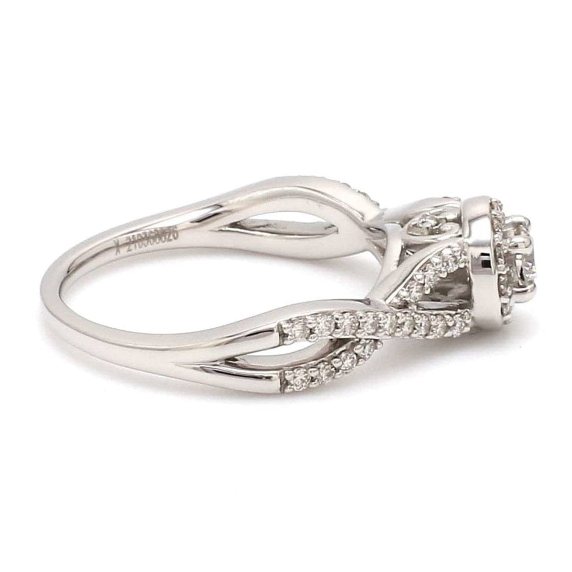 Jewelove™ Rings Designer Platinum Solitaire Ring with Halo & Designer Shank JL PT 677