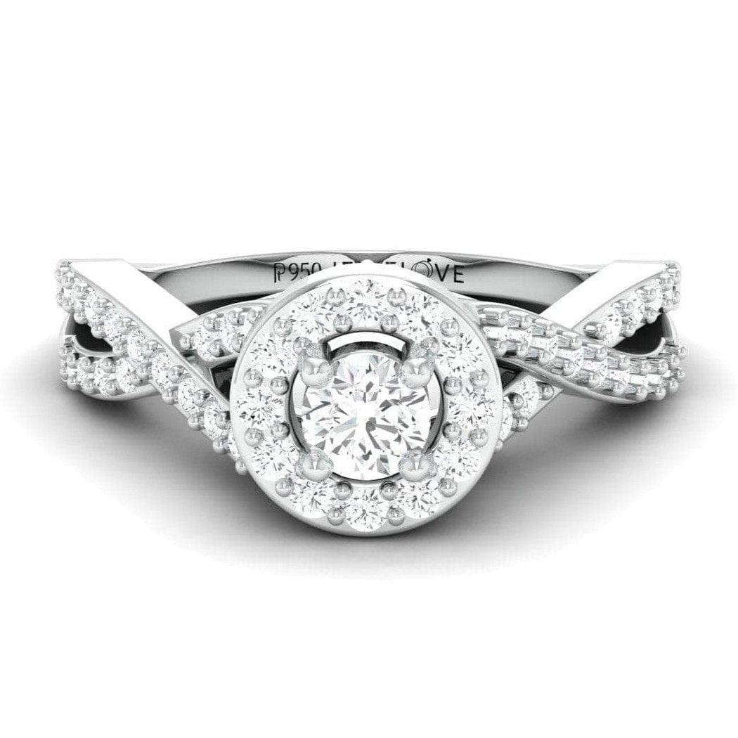 Jewelove™ Rings Designer Platinum Solitaire Ring with Halo & Designer Shank JL PT 677