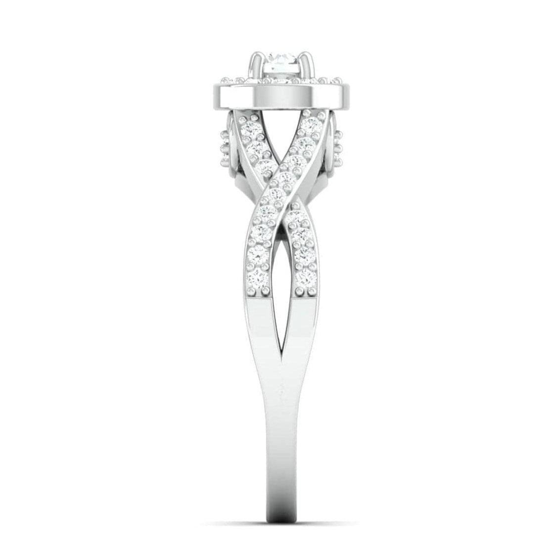 Jewelove™ Rings Designer Platinum Solitaire Ring with Halo & Designer Shank JL PT 677