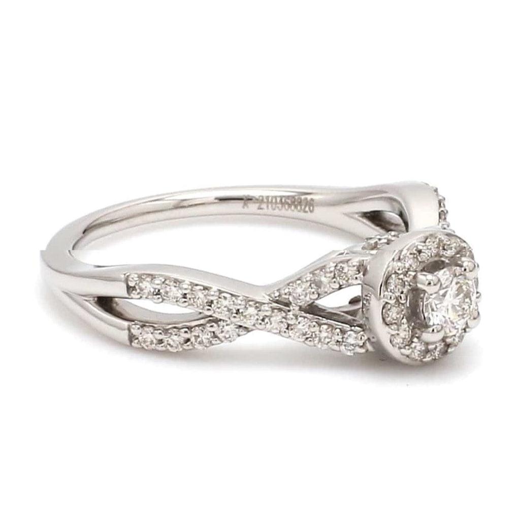 Jewelove™ Rings Designer Platinum Solitaire Ring with Halo & Designer Shank JL PT 677