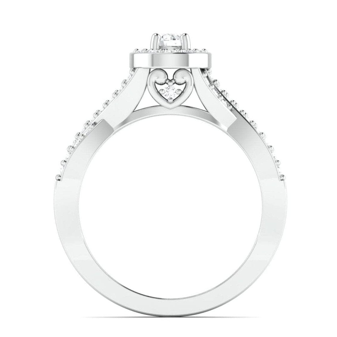 Jewelove™ Rings Designer Platinum Solitaire Ring with Halo & Designer Shank JL PT 677