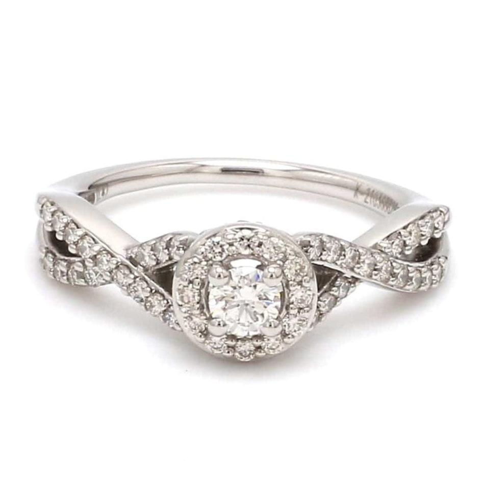 Jewelove™ Rings Designer Platinum Solitaire Ring with Halo & Designer Shank JL PT 677