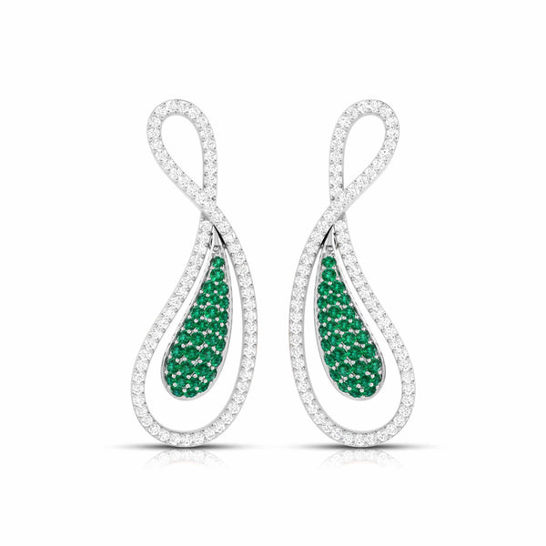 Jewelove™ Earrings Designer Platinum with Diamond & Emerald Earrings for Women JL PT E NL8523-E