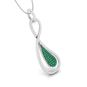 Designer Platinum with Diamond Emerald Pendant for Women JL PT P