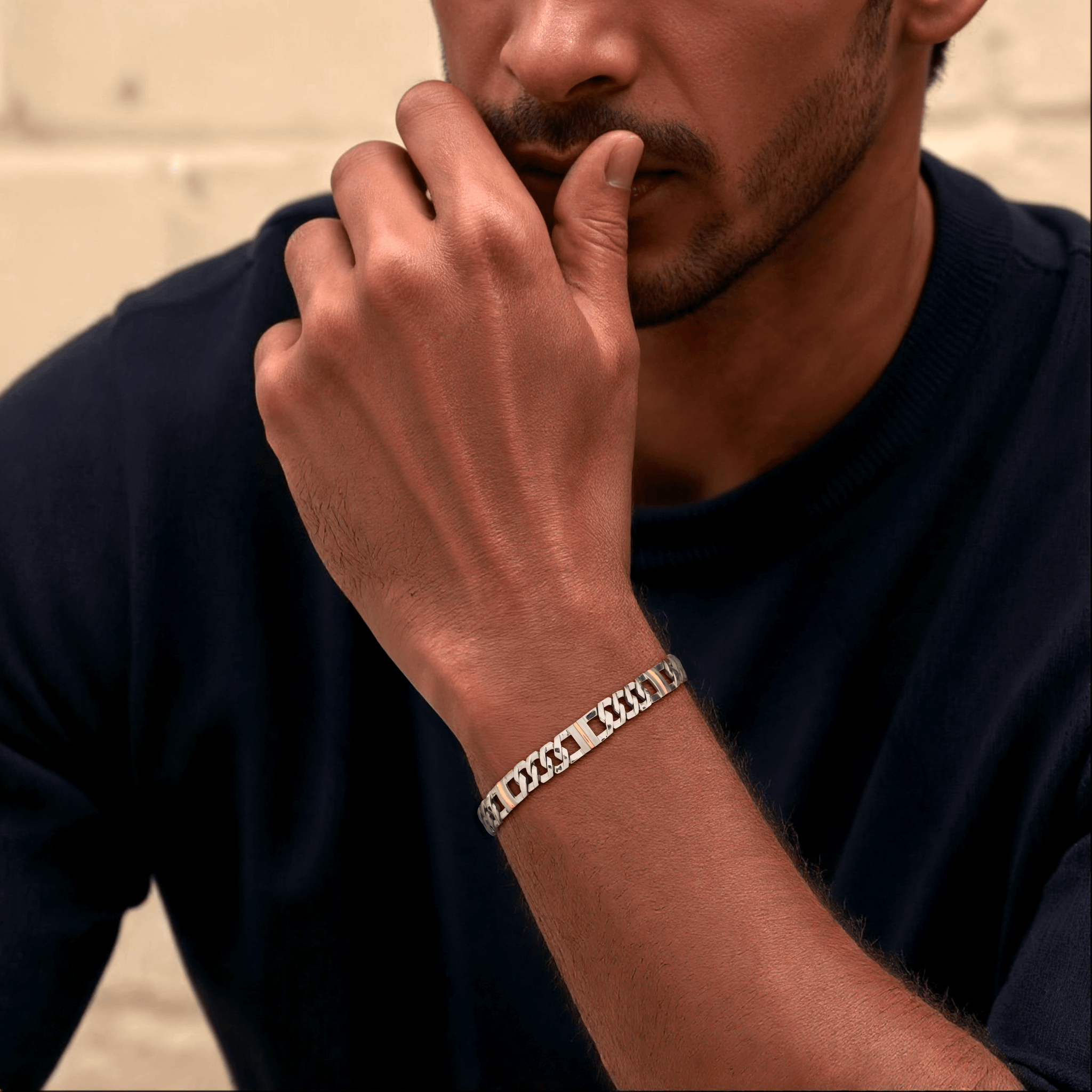 Jewelove™ Bangles & Bracelets Designer Platinum & Yellow Gold Bracelet for Men JL PTB 750