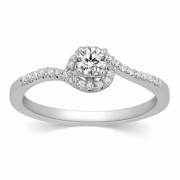 Jewelove™ Rings VS J Designer Solitaire Platinum Ring with Accents in a Curve JL PT 328