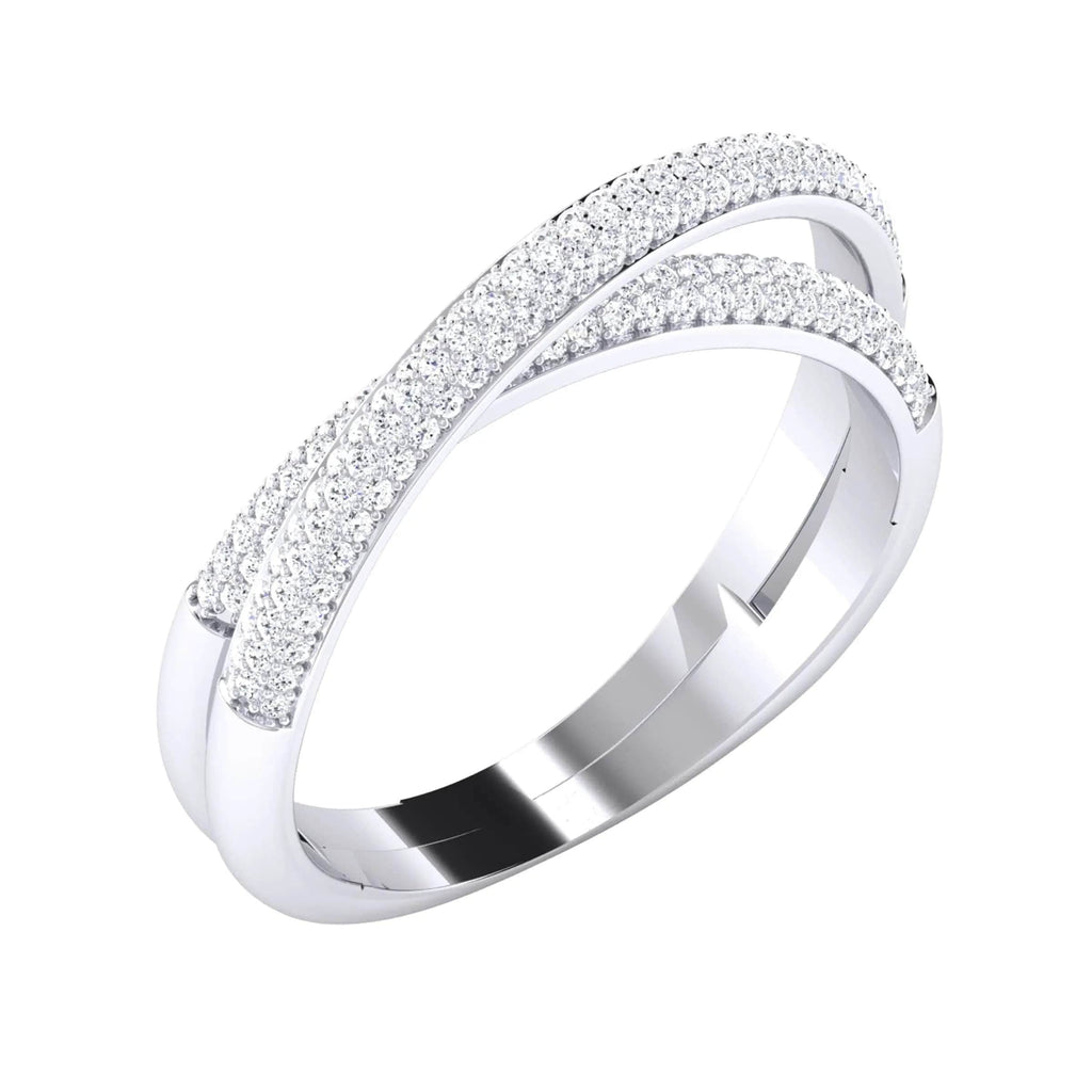 Designer Two Rings Conjoining Platinum Ring with Diamonds for Women JL ...