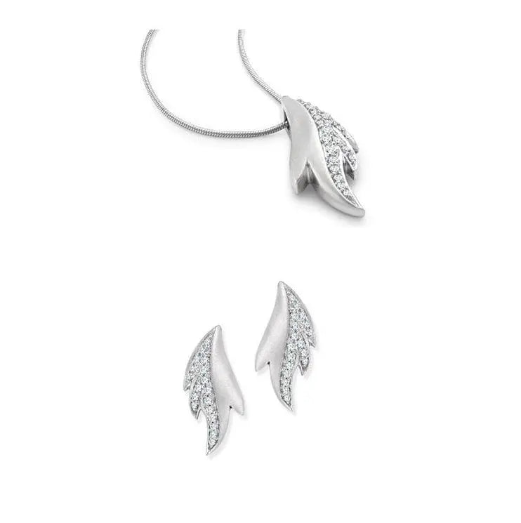 Jewelove™ Pendants & Earrings Both Dew Drops Platinum Earrings Pendant Set with Diamonds SJ PTO E 122