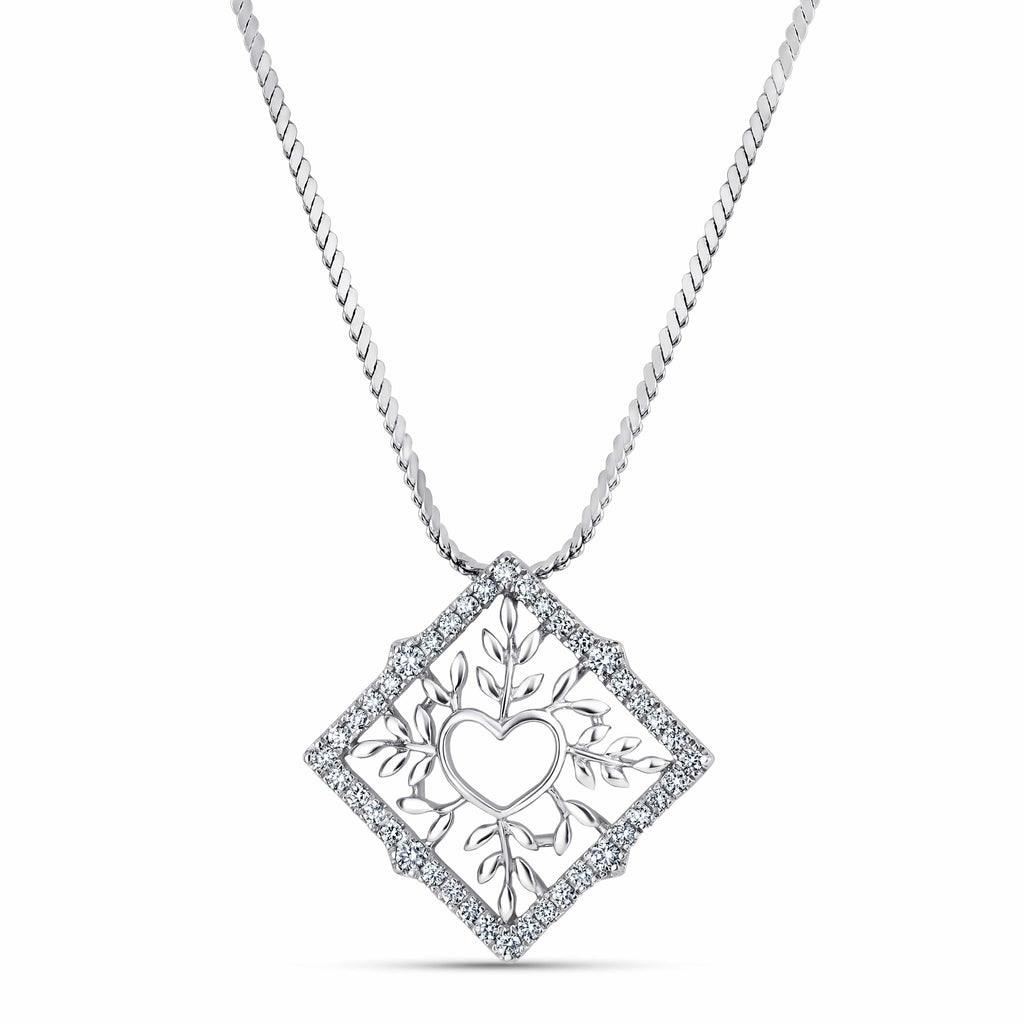 Jewelove™ Pendants SI IJ Diamond Platinum Pendant for Women with a Heart JL PT P 218