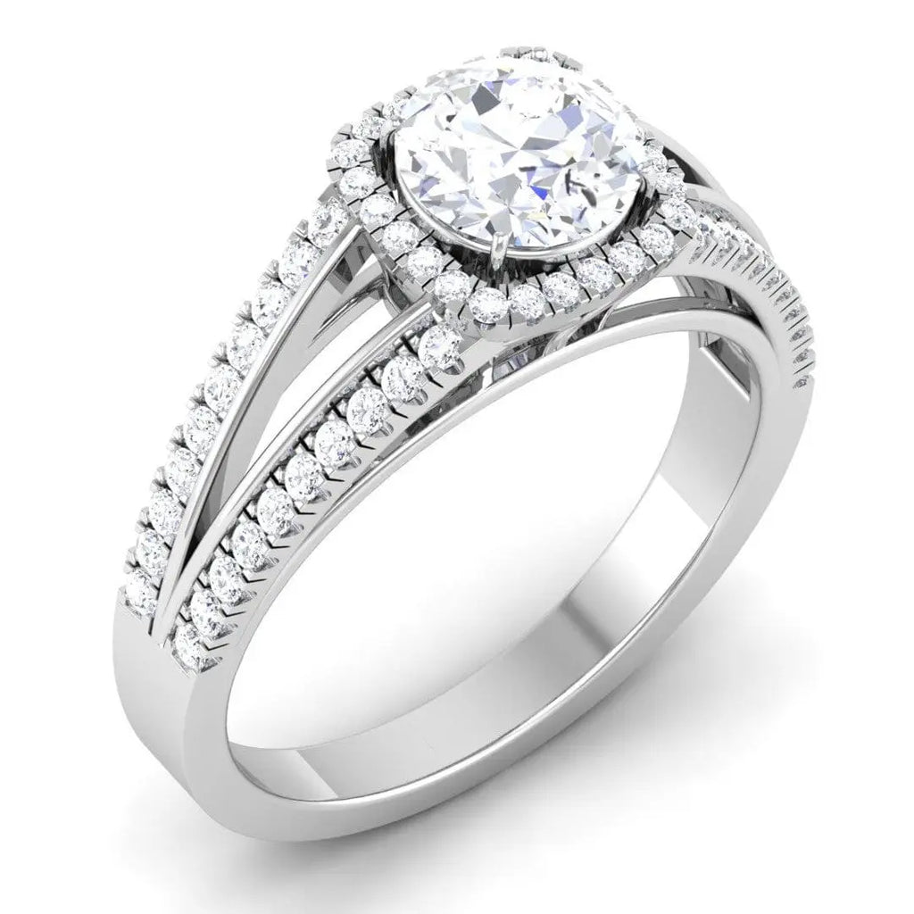 Jewelove™ Rings Women's Band only Double Shank with Diamonds - Platinum Solitaire Engagement Ring JL PT 513