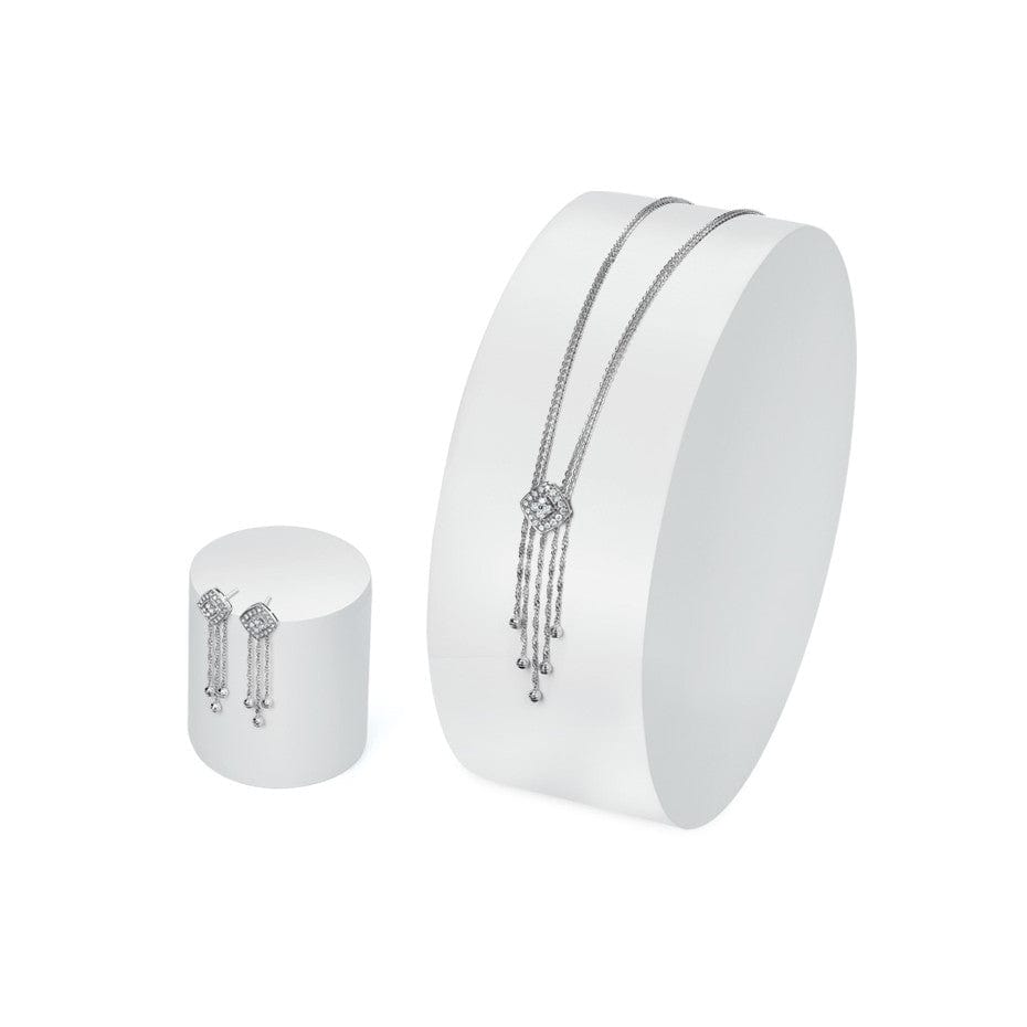 Jewelove™ Pendants & Earrings Earrings only / SI IJ Elegant Platinum Evara Diamond Necklace & Earrings with Diamonds for Women JL PTN 717