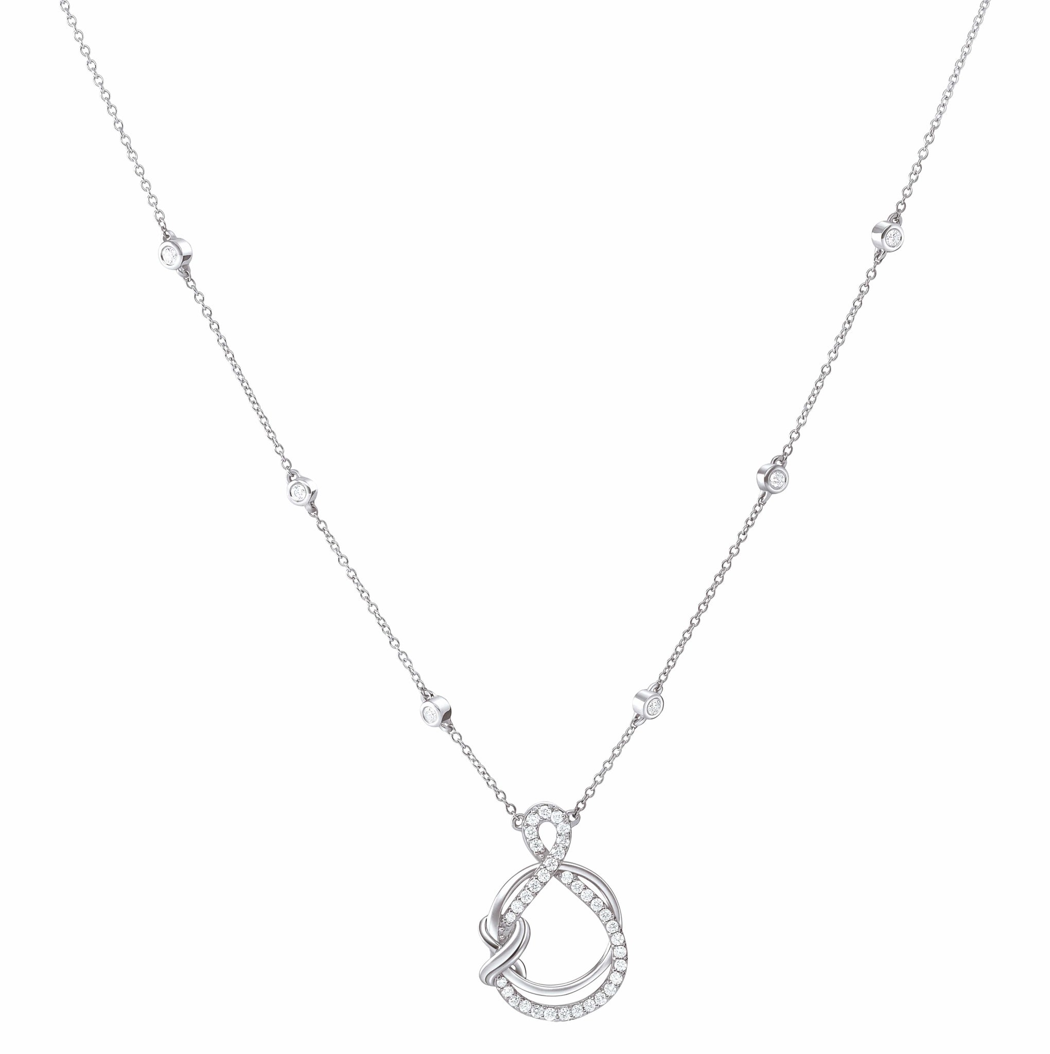 Elegant Platinum Evara Diamond Pendant with Diamond Studded Chain