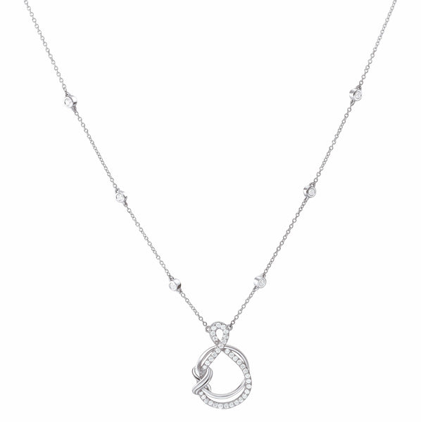 Jewelove™ Pendants & Earrings Elegant Platinum Evara Diamond Pendant with Diamond Studded Chain for Women JL PTP 173