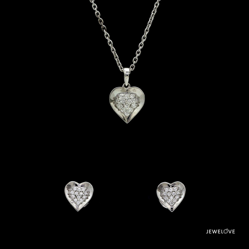 Jewelove™ Pendants & Earrings Pendant Set / SI IJ Evara Platinum Diamond Heart Pendant Set JL PT P E 326