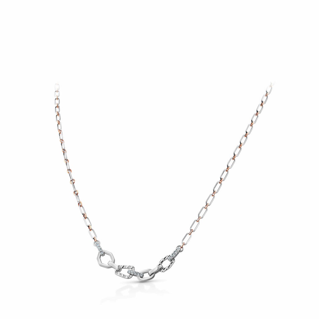 Jewelove™ Chains Evara Platinum Diamond Necklace with Pt + Rose Gold Chain JL PT CH 206