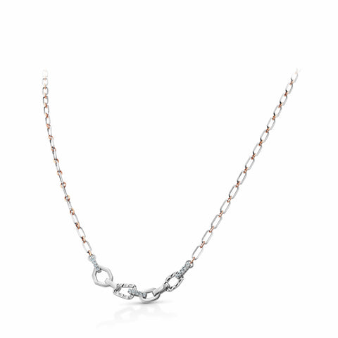Evara Platinum Diamond Necklace with Pt + Rose Gold Chain JL PT CH 206