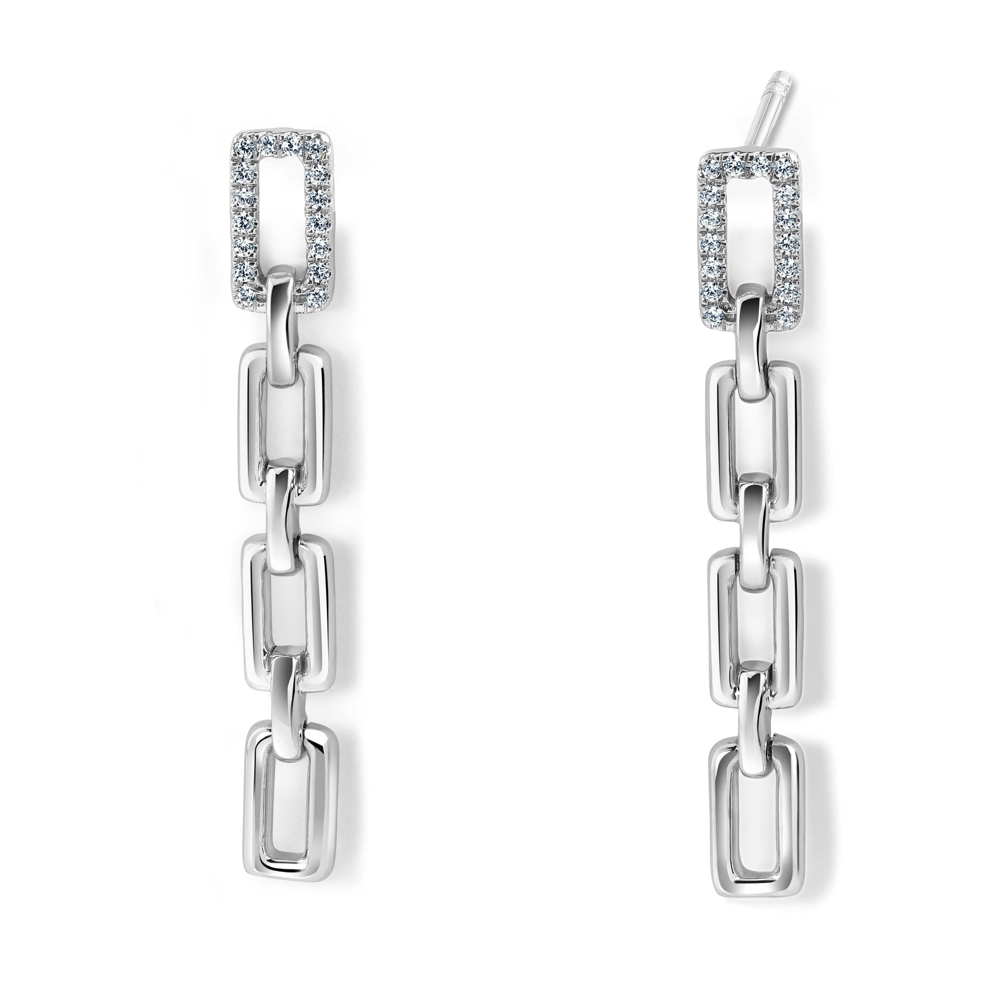 Jewelove™ Earrings Evara Platinum Diamond Rectangle Links Earrings for