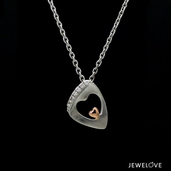 Jewelove™ Pendants Evara Platinum Diamonds Pendant with Rose Gold Heart JL PT P 323