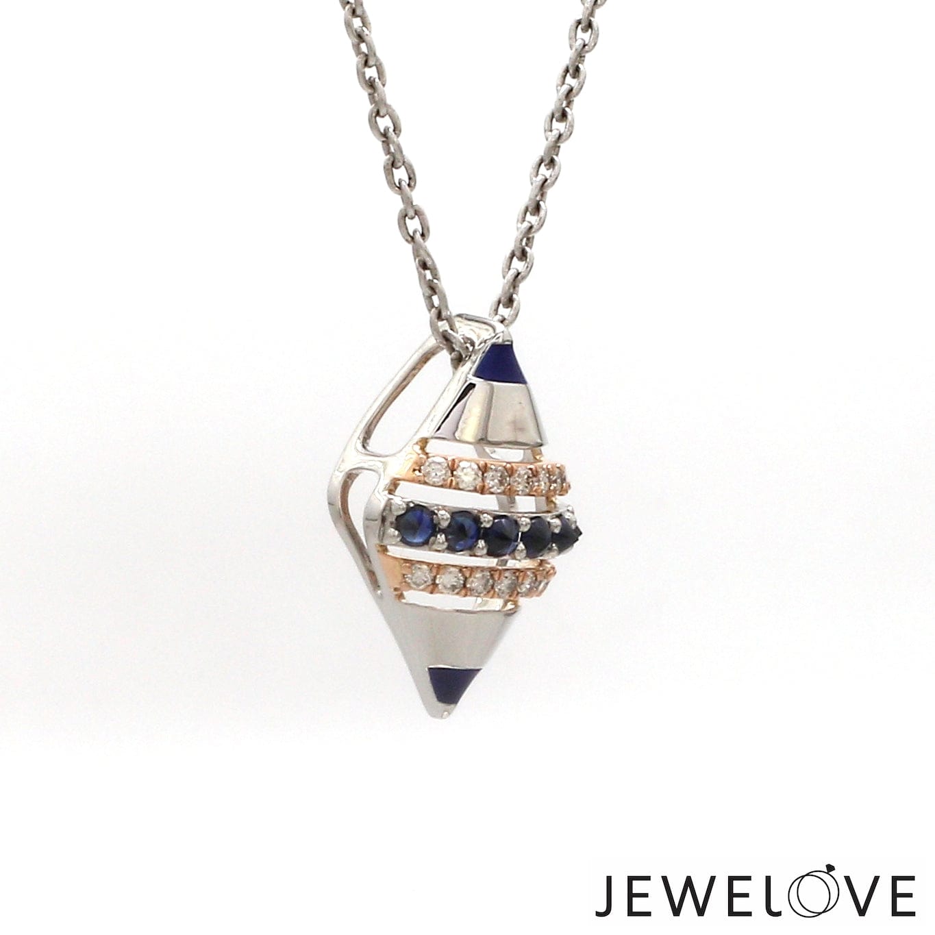 Jewelove™ Pendants & Earrings Evara Platinum Rose Diamonds Pendant Set with Blue Sapphire JL PT PE 366