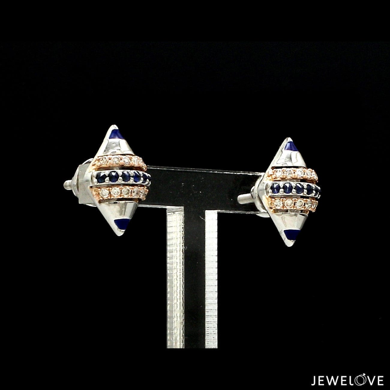 Jewelove™ Pendants & Earrings Evara Platinum Rose Diamonds Pendant Set with Blue Sapphire JL PT PE 366