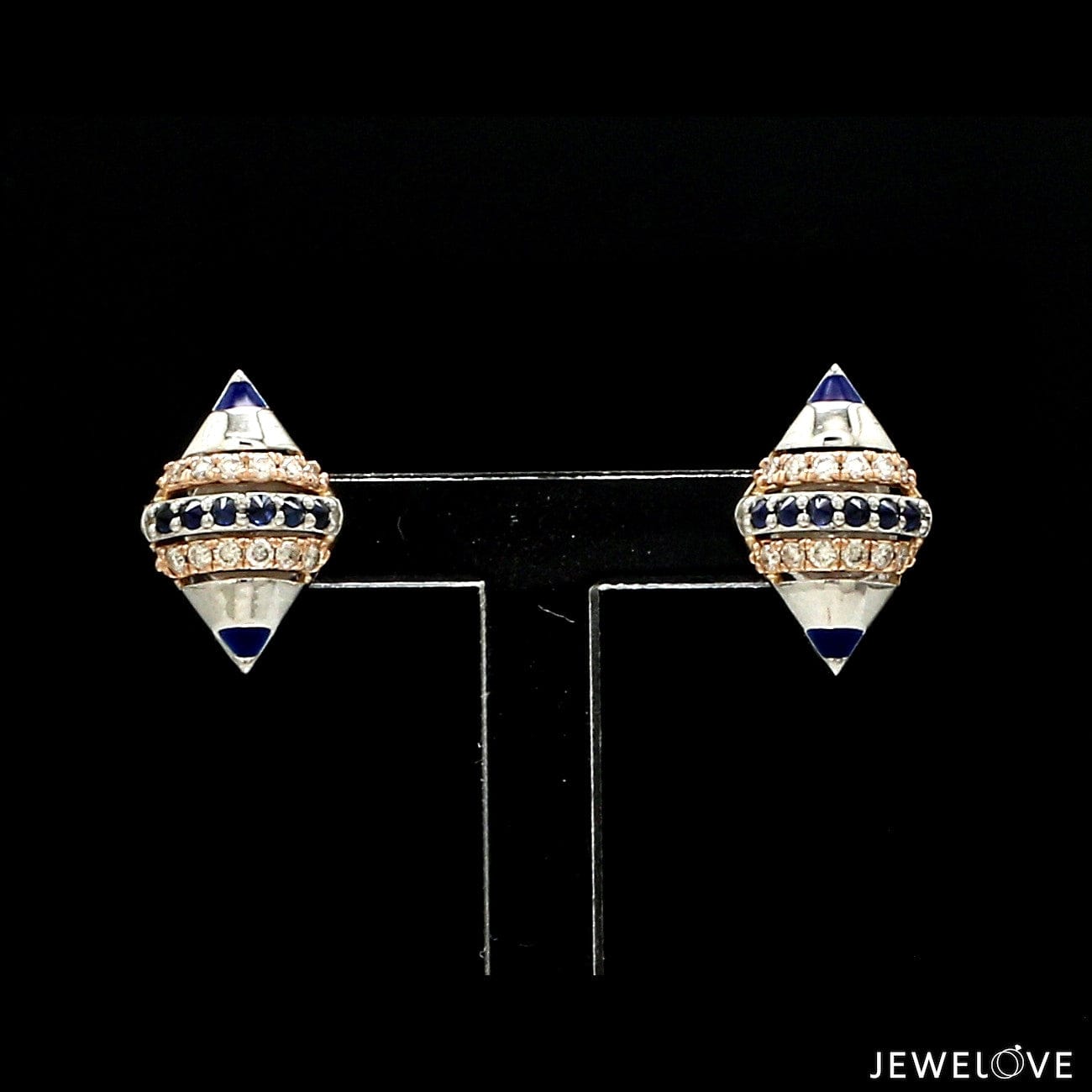 Jewelove™ Pendants & Earrings Evara Platinum Rose Diamonds Pendant Set with Blue Sapphire JL PT PE 366