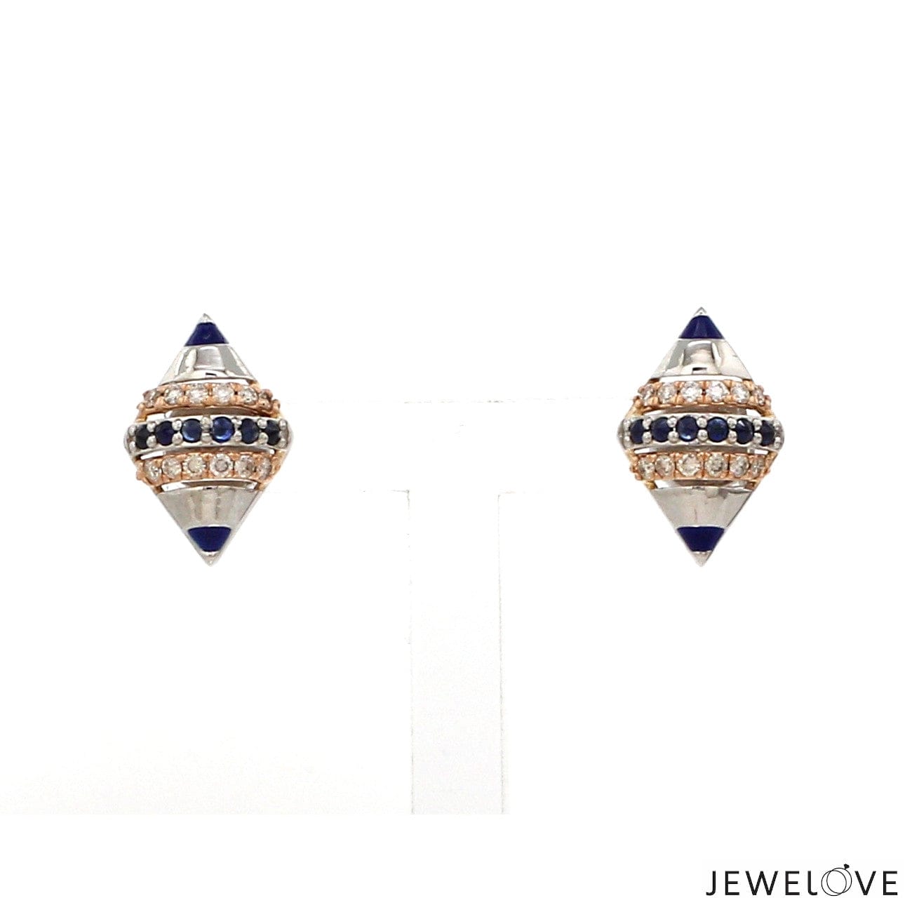 Jewelove™ Pendants & Earrings Earrings only Evara Platinum Rose Diamonds Pendant Set with Blue Sapphire JL PT PE 366