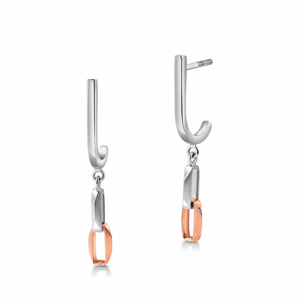 Jewelove™ Earrings Evara Platinum Rose Gold Cable Links Earrings for Women JL PT E 313