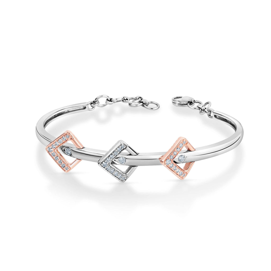 Jewelove™ Bangles & Bracelets Single / SI IJ Evara Platinum Rose Gold Diamond Bracelet for Women JL PTB 783